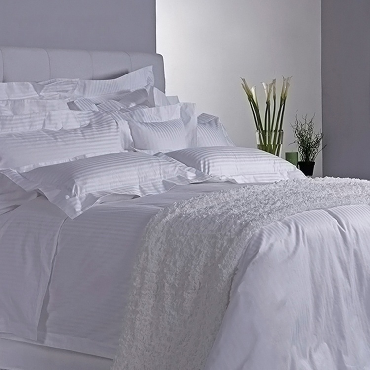 - 300 Thread Count 3cm Stripe Sheets Luxury Hotel Bed Sheets