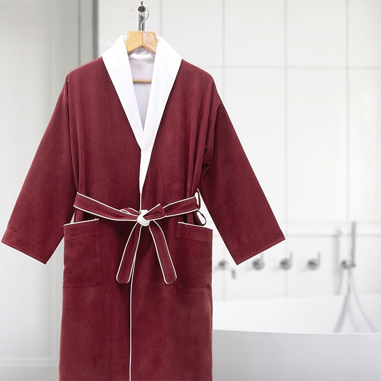 Ritz Carlton Series Logo Embroidery Velour White Bathrobe With Silver