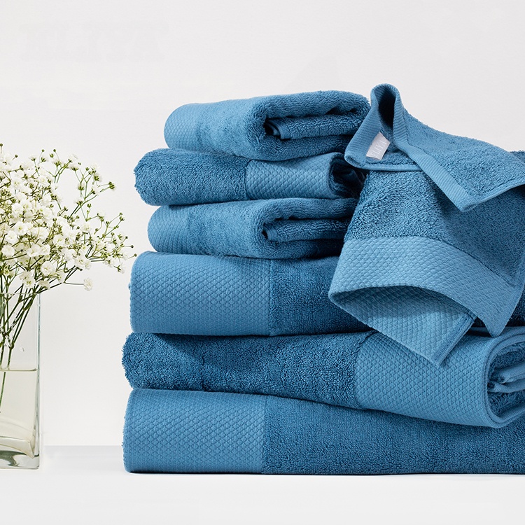 Wholesale 3pcs Pure Cotton Five Star Dobby Border Gray Face Hand Bath Towel Set