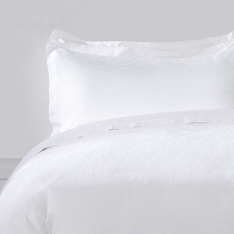 Manufacturer Wholesale Plain 6040S 100% Cotton Jacquard Water Ripple Cotton Hotel Bedding Set