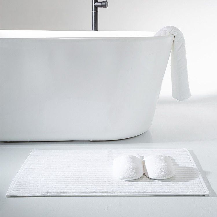 Supply High Quality Hotel White Cotton Soft Non Slip Jacquard Bath Mat