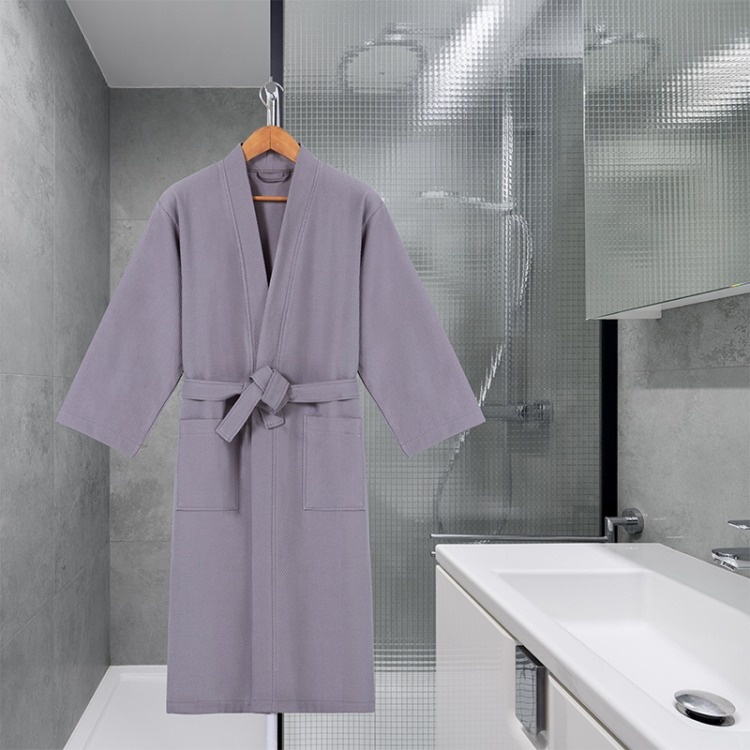 Hot Selling Easy Customized 100% Cotton Hotel BathrobeTowel Hotel Kimono Waffle Weave Bath Robe