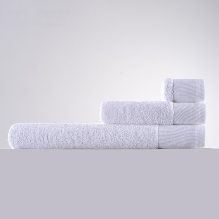 White towel sets single-loop 100% cotton with slap-up dobby border design