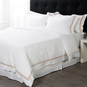 300 Thread Count Embroidered Two Lines Sheets Luxury Hotel Bed Sheets
