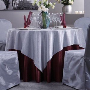 Custom White Wedding Party Round Table Cloth for Luxury Hotel Polyester / Cotton Waterproof Indoor and Outdoor Banquet PRESENTS