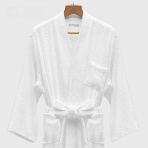 Ritz Carlton Series Logo Embroidery Velour White Bathrobe With Silver