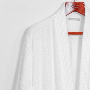 Ritz Carlton Series Logo Embroidery Velour White Bathrobe With Silver