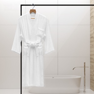 Ritz Carlton Series Logo Embroidery Velour White Bathrobe With Silver