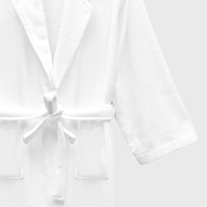 Ritz Carlton Series Logo Embroidery Velour White Bathrobe With Silver