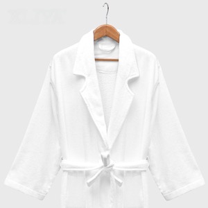 Ritz Carlton Series Logo Embroidery Velour White Bathrobe With Silver