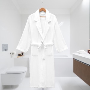 Ritz Carlton Series Logo Embroidery Velour White Bathrobe With Silver