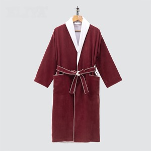 Ritz Carlton Series Logo Embroidery Velour White Bathrobe With Silver