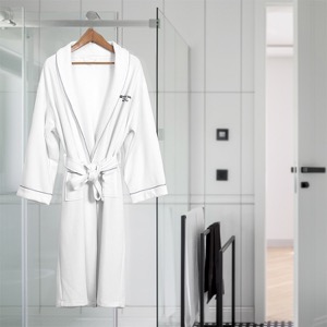 Super Soft Terry Material High Gsm White Bathrobe With Good Water