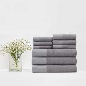 Ready To Ship 3pcs Cotton Five Star Dobby Border White Face Hand Bath Towel Set