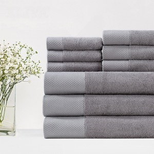 Ready To Ship 3pcs Cotton Five Star Dobby Border White Face Hand Bath Towel Set