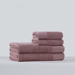 Pure Cotton Luxury Border Five Star Hotel Red Bath Hand Towel SET