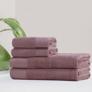 Pure Cotton Luxury Border Five Star Hotel Red Bath Hand Towel SET