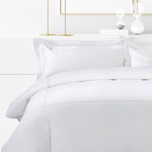 Luxury 100% Cotton Bedding Sheet Set Golden Double-Line Embroidered Duvet Cover