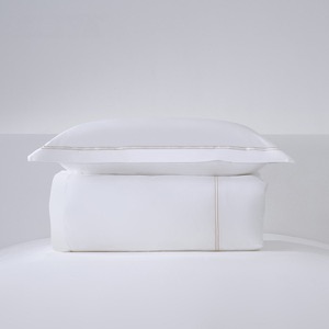 Luxury 100% Cotton Bedding Sheet Set Golden Double-Line Embroidered Duvet Cover