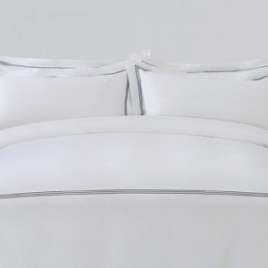 Custom Factory Design Luxury Hotel Bedding Set Black Triple-Line Embroidery Design