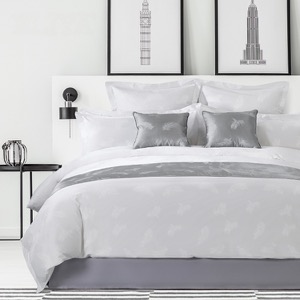 Classic Luxury 100% Cotton White Feather Pattern Jacquard Hotel Linen Bedroom Bedding Sheet Set