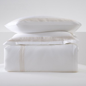 Factory White 6080S 100% Cotton Golden Embroidered Hotel Bedroom Bedding Sheet Set