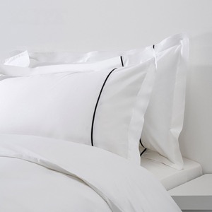 Plain White 6080s Pure Cotton False Piping Hotel Bedroom Bedding Sheet Set