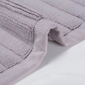 Wholesale Hotel Bathroom White Cotton Soft Non Slip Jacquard Bath Mat