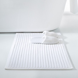 Supply High Quality Hotel White Cotton Soft Non Slip Jacquard Bath Mat