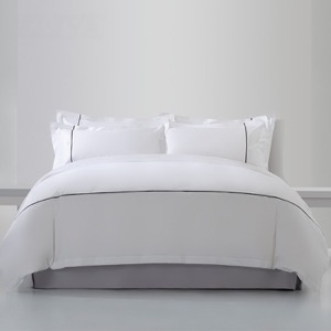 Plain White 6080s Pure Cotton False Piping Hotel Bedroom Bedding Sheet Set