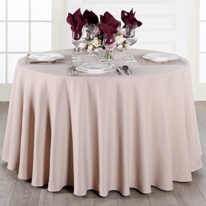 Hotel Restaurant Table Linens Plain White Polyester 108 Inch Round Wedding Table Cloth
