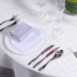 300cm Hotel Luxurious Restaurant White Polyester Dining Set Table Cloth