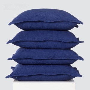 Custom Sofa Bed Cushion Cover Blue Solid Quilting Throw Pillow Cover Dutch Velvet Cushion Cover With Invisible Zipper